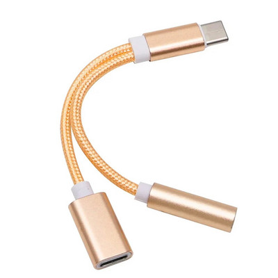 2 viename USB-C tipo C iki 3,5 mm Aux garso įkrovimo kabelio adapterio skirstytuvo ausinių lizdas USB tipo C adapterio laidas, skirtas Xiaomi Huawei