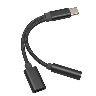 2 viename USB-C tipo C iki 3,5 mm Aux garso įkrovimo kabelio adapterio skirstytuvo ausinių lizdas USB tipo C adapterio laidas, skirtas Xiaomi Huawei