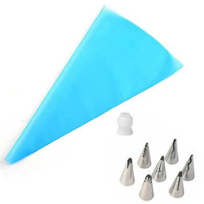 9 vnt. / rinkinys Sijono glazūra vamzdžių antgaliai Tortų dekoravimo įrankiai nerūdijančio plieno kremo purkštukai + silikoninis konditerijos maišelis + konverterio pyrago antgaliai