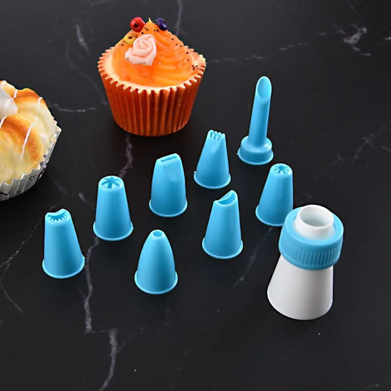 10 vnt tortų dekoravimo burnos rinkinys EVA glazūra Kremas konditerinis maišelis Daugkartinis keksiukų purkštukai Fondant kepimo virtuvės priedai