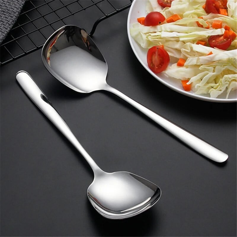 Nerūdijančio plieno didelis šaukštas ilgas kotas didelis šaukštas Namų vakarienės patiekalas Viešasis šaukštas savitarnos serviravimo šaukštas Stalo reikmenys Virtuvės reikmenys