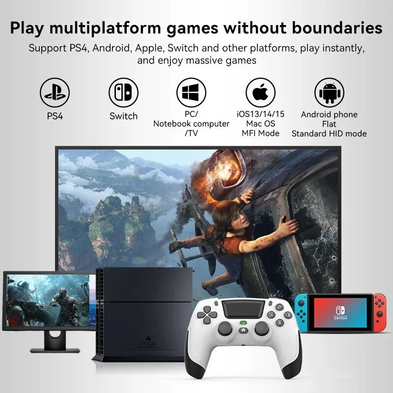P06 belaidis BT5.0 žaidimų pultelis, skirtas PS4 PS5 Switch Console žaidimų valdiklio vairasvirtė su jutikliniu kilimėliu