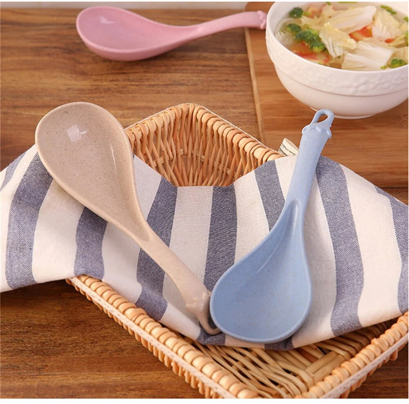 1vnt plastikinis košės šaukštas didelis virtuvinis ryžių šaukštas kviečių šiaudų baklažanų sriubos šaukštas virtuvės reikmenys sutirštinti namų virtuvės reikmenys