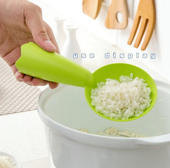 Незалепваща пластмасова лъжица за ориз Сладко усмихнато лице Лопатка за ориз Лъжица за готвене Дълга лъжица за ориз за готвене Кухненски прибори Посуда Инструменти