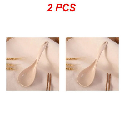 1 vnt košės šaukštas kviečių šiaudų ryžių kaušas, sutirštintas 4 spalvų didelis sriubos šaukštas valgio šaukštelis vakarienės kaušeliai PP virtuvės reikmenys maisto gaminimo priemonė