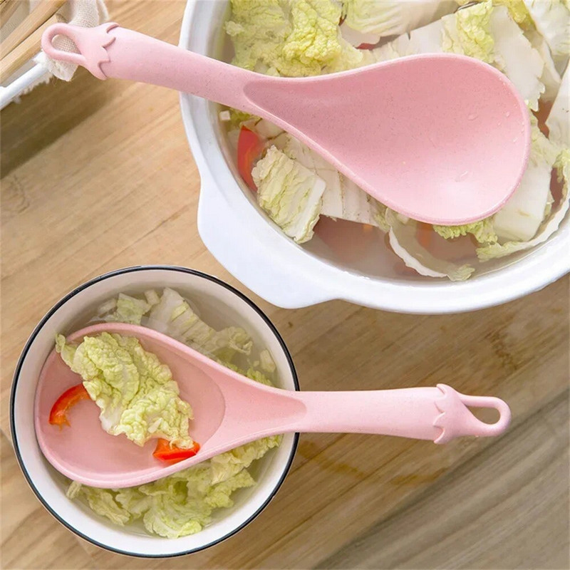 1vnt plastikinis košės šaukštas didelis virtuvinis ryžių šaukštas kviečių šiaudų baklažanų sriubos šaukštas virtuvės reikmenys sutirštinti namų virtuvės reikmenys