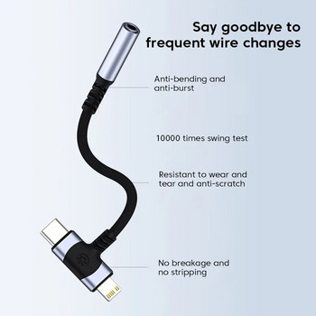 USB тип C до 3,5 mm Aux адаптер Type-C/Lightning 3 5 жак Аудио кабел Кабел за слушалки Конвертор за Iphone Samsung Galaxy S21