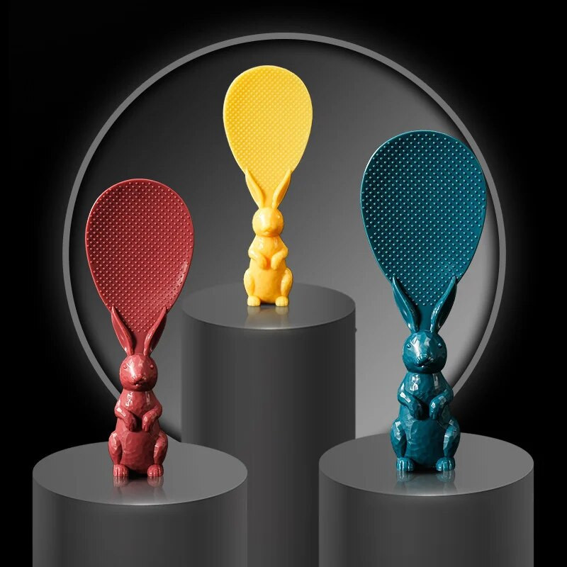 Animacinio filmo ryžių šaukštas Kviečių šiaudų triušio šaukštas gali atsistoti Triušis Ryžių semtuvas Ryžių viryklė Ryžių šaukštas Kūrybinis nepridegantis ryžių puslapis