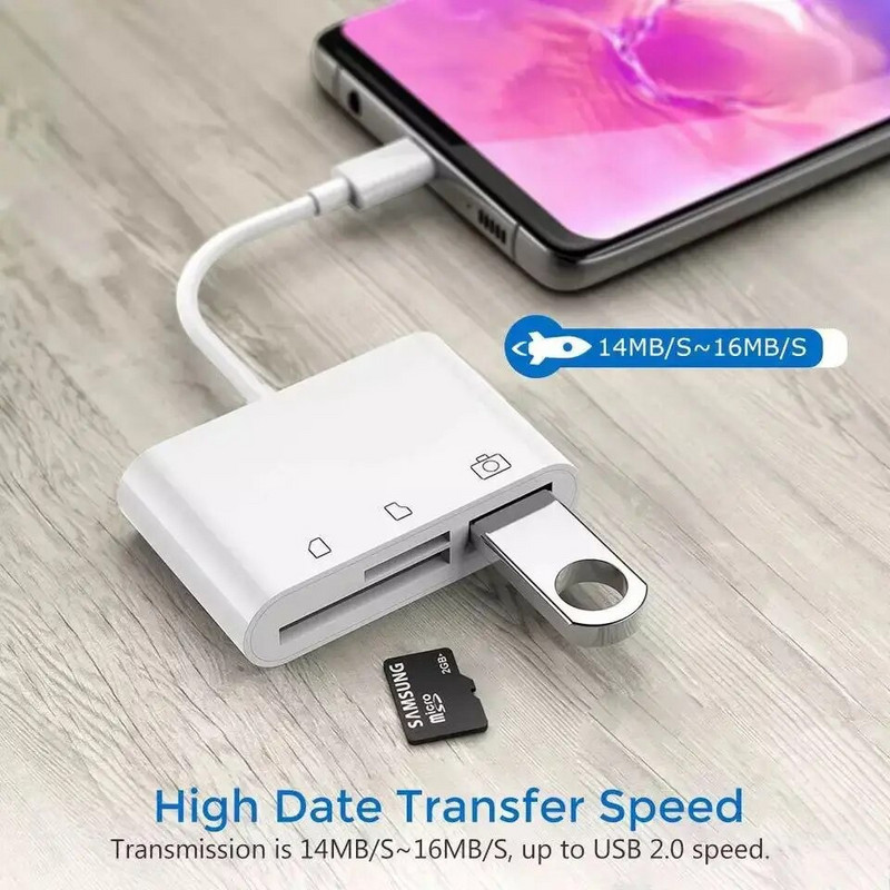 C-tüüpi USB-OTG-adapter TF CF SD-mälukaardilugeja Mikro-USB-tüüpi C-muundur IPadi Huawei Macbooki USB-tüüpi C-kaardilugeja jaoks