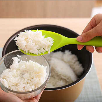 Топлоустойчива силиконова лъжица за ориз Хранителен черпак за смесване Незалепващ тиган Инструменти за готвене Кухненски лъжици за супа Кухненски аксесоари