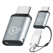 2 vnt. „Lightning Female“–C tipo „Male“ kabelio adapteris 5V 2.1A, skirtas iPhone XS USB C prie apšvietimo jungties, skirtas Huawei kabelio keitikliui