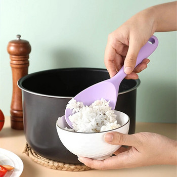 Κρεμαστό κουτάλι ρυζιού σιλικόνης Κουτάλα κουζίνας Αντικολλητική κατσαρόλα Ηλεκτρική κουζίνα ρυζιού Σκάλα μαγειρέματος με τρύπες Οικιακά είδη