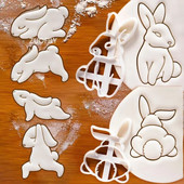 1/4 vnt Mielas jogos triušiukas Velykų kalėdinis plastikinis sausainis su reljefiniu pelėsiu Fondant sausainių pjaustyklė Bunny sausainių formelė "pasidaryk pats" kepimo įrankiai