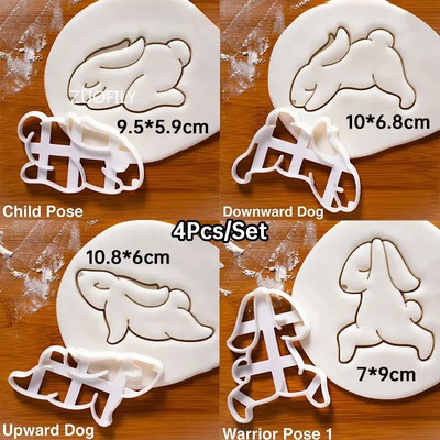 1/4 vnt Mielas jogos triušiukas Velykų kalėdinis plastikinis sausainis su reljefiniu pelėsiu Fondant sausainių pjaustyklė Bunny sausainių formelė "pasidaryk pats" kepimo įrankiai