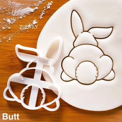 1/4 vnt Mielas jogos triušiukas Velykų kalėdinis plastikinis sausainis su reljefiniu pelėsiu Fondant sausainių pjaustyklė Bunny sausainių formelė "pasidaryk pats" kepimo įrankiai