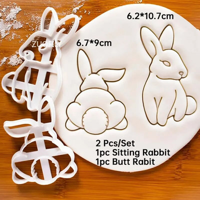 1/4 vnt Mielas jogos triušiukas Velykų kalėdinis plastikinis sausainis su reljefiniu pelėsiu Fondant sausainių pjaustyklė Bunny sausainių formelė "pasidaryk pats" kepimo įrankiai