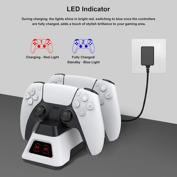 PS5 Controller Fast Charger Station με ένδειξη LED Fast Charging Dock Stand AC Adapter για PlayStation5 Gamepad