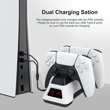 PS5 контролер Станция за бързо зареждане с LED индикатор Докинг станция за бързо зареждане AC адаптер за геймпади PlayStation5