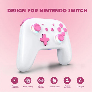 Wireless for Switch Controller Pink for Switch Pro Controller LED Joystick Wake-up Λειτουργία Ρυθμιζόμενη κίνηση Turbo