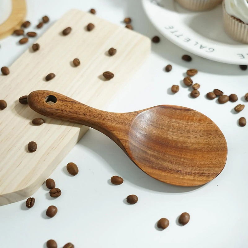 Fából készült konyhai edények Evőeszközök Teakfa rizskanál rizslapátkanál Fa konyhai kanál merőkanál evőkanál nagy adagolókanál