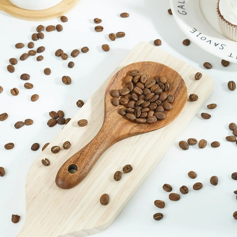 Fából készült konyhai edények Evőeszközök Teakfa rizskanál rizslapátkanál Fa konyhai kanál merőkanál evőkanál nagy adagolókanál
