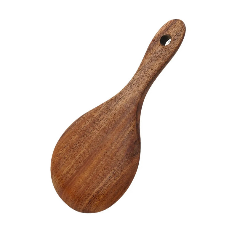 Fából készült konyhai edények Evőeszközök Teakfa rizskanál rizslapátkanál Fa konyhai kanál merőkanál evőkanál nagy adagolókanál
