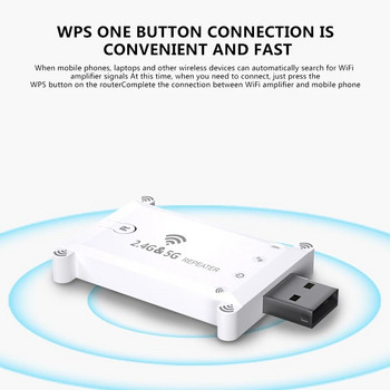 Преносим Wifi Extender USB Wifi Repeater 1200Mbps WiFi Signal Extender Усилвател Безжичен рутер Long Range 2.4G/5G WiFiRepeater