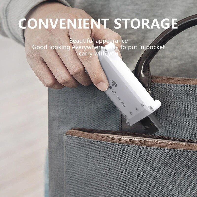 Nešiojamas „Wi-Fi“ plėstuvas USB „Wifi“ kartotuvas 1200Mbps „WiFi“ signalo plėtiklio stiprintuvas Belaidis maršrutizatorius Ilgo nuotolio 2.4G/5G WiFi kartotuvas