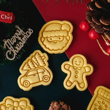Μίνι χριστουγεννιάτικο φορμάκι για μπισκότα πλαστικό τρισδιάστατο Santa Elk Gingerbread Man Cartoon μπισκότο γραμματόσημο Ζαχαροπλαστικής DIY Εργαλεία διακόσμησης τούρτας