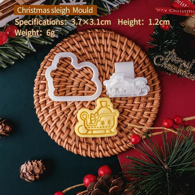 Kalėdų mini sausainių pjaustyklės formelės, plastikinės 3D Kalėdų senelio briedis, imbierinis žmogelis, animacinis filmas, sausainis, antspaudas, pyragas „pasidaryk pats“ pyrago dekoravimo įrankiai