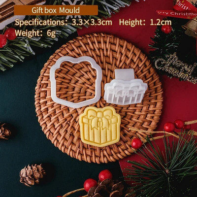 Kalėdų mini sausainių pjaustyklės formelės, plastikinės 3D Kalėdų senelio briedis, imbierinis žmogelis, animacinis filmas, sausainis, antspaudas, pyragas „pasidaryk pats“ pyrago dekoravimo įrankiai