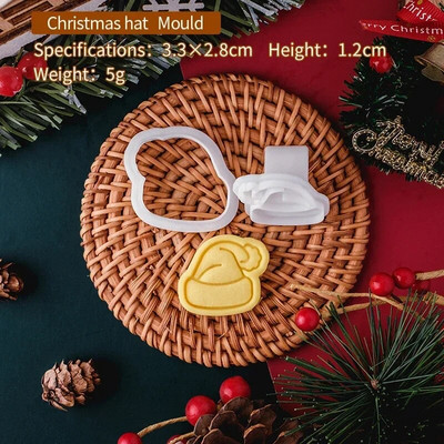 Kalėdų mini sausainių pjaustyklės formelės, plastikinės 3D Kalėdų senelio briedis, imbierinis žmogelis, animacinis filmas, sausainis, antspaudas, pyragas „pasidaryk pats“ pyrago dekoravimo įrankiai