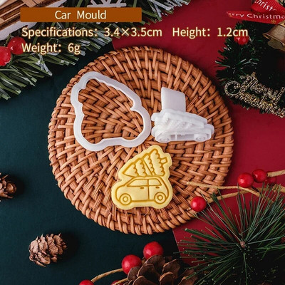 Kalėdų mini sausainių pjaustyklės formelės, plastikinės 3D Kalėdų senelio briedis, imbierinis žmogelis, animacinis filmas, sausainis, antspaudas, pyragas „pasidaryk pats“ pyrago dekoravimo įrankiai