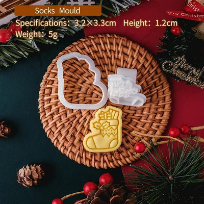 Kalėdų mini sausainių pjaustyklės formelės, plastikinės 3D Kalėdų senelio briedis, imbierinis žmogelis, animacinis filmas, sausainis, antspaudas, pyragas „pasidaryk pats“ pyrago dekoravimo įrankiai