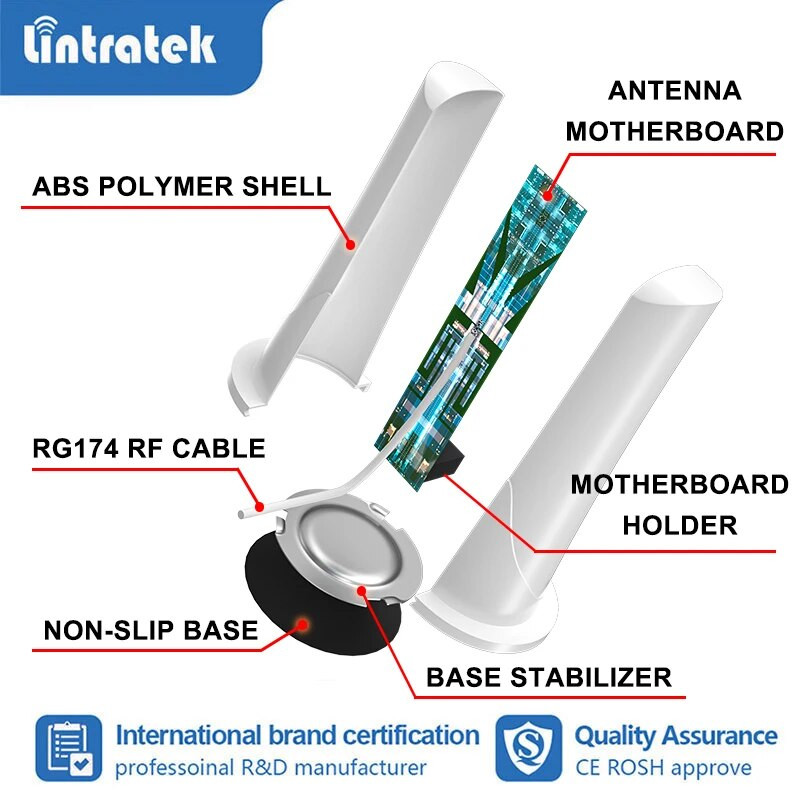 Lintratek 2G 3G 4G 360° vidinė antena 700-5300Mhz signalo stiprintuvo stiprintuvo kartotuvui 5dBi Omni cilindrinė antena N/SMA