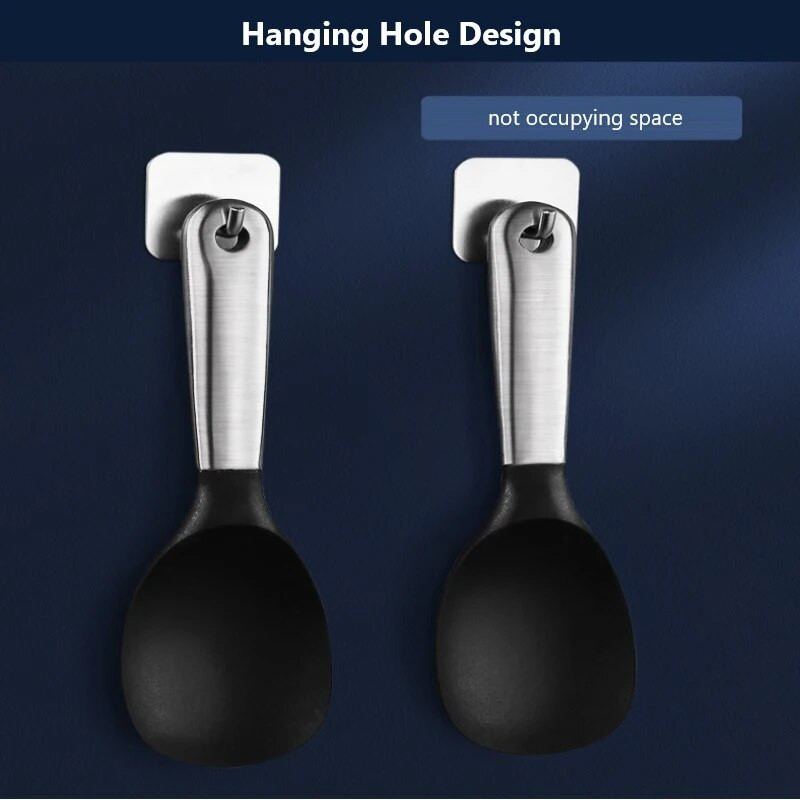 Nerūdijančio plieno ryžių šaukštas Buitinis sutirštintas ilgas kotas silikoninis valgio šaukštas Valgykla Serviravimo ryžių šaukštas Viešas šaukštas