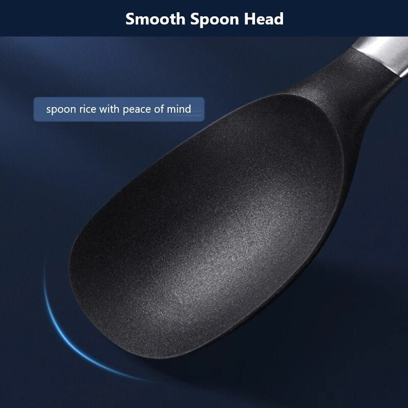 Nerūdijančio plieno ryžių šaukštas Buitinis sutirštintas ilgas kotas silikoninis valgio šaukštas Valgykla Serviravimo ryžių šaukštas Viešas šaukštas