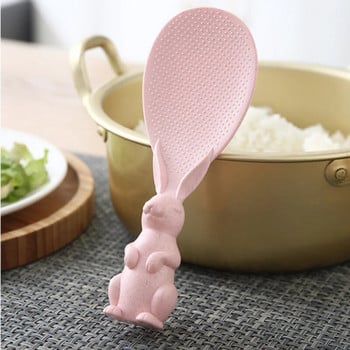 Сладки екологично чисти материали Лъжица във формата на заек Стояща лъжица за ориз Творчески незалепващ анимационен кухненски инструмент