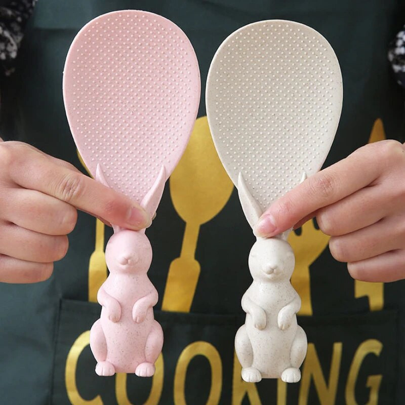 Mielos aplinkai nekenksmingos medžiagos Triušio formos šaukštas Statomas ryžių šaukštas Kūrybinis nepridegantis animacinis virtuvės įrankis