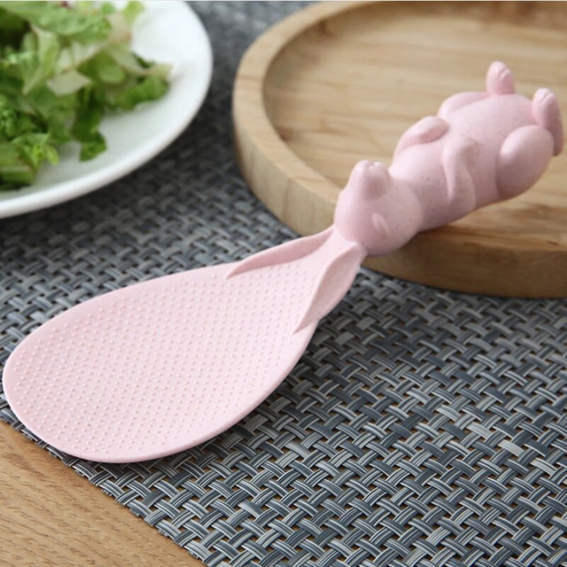 Mielos aplinkai nekenksmingos medžiagos Triušio formos šaukštas Statomas ryžių šaukštas Kūrybinis nepridegantis animacinis virtuvės įrankis