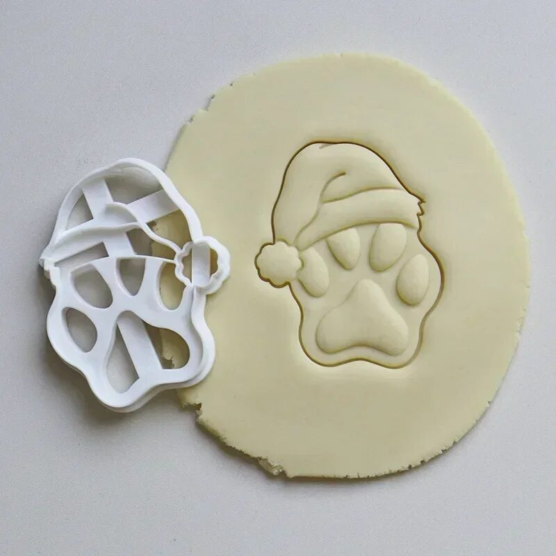 Kalėdinė kepurė Animacinis filmas plastikinis šunų letenų sausainių pjaustyklės Mielas gyvūnas naminių gyvūnėlių desertas sausainis reljefinis formelės Kalėdų Naujųjų metų vakarėlio dekoras