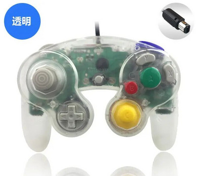 Skaidri GameCube spalva NGC žaidimų pultui Vieno mygtuko laidinio žaidimų valdiklio vairasvirtė, skirta NGC