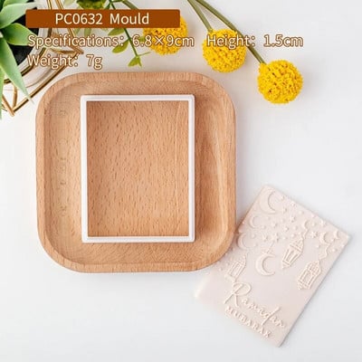 3D Eid Mubarako sausainių pjaustyklės antspaudas Mėnulio festivalis Fondant Sugarcraft Islamo musulmonų sausainių kepimo įrankis Ramadano dekoravimas