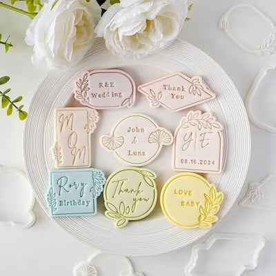 Listovi Cvjetni okvir Rezač kolačića Set pečata Geometrija Reljefni pečat Fondant Dekoracija torte Glazura za rođendan Vjenčanje Baby Shower