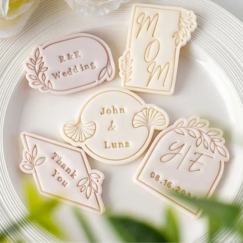 Listovi Cvjetni okvir Rezač kolačića Set pečata Geometrija Reljefni pečat Fondant Dekoracija torte Glazura za rođendan Vjenčanje Baby Shower