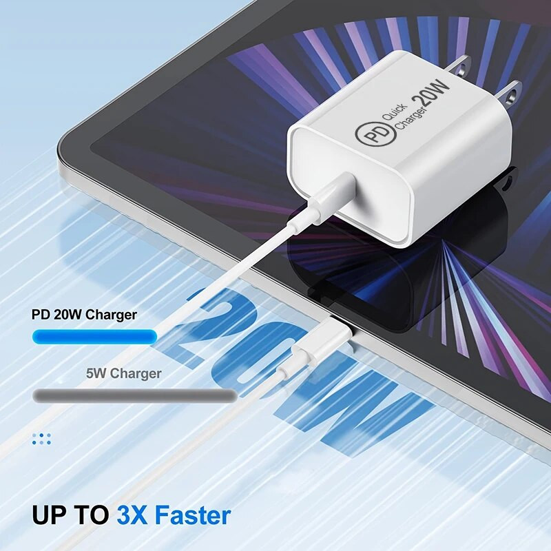 Mobilusis 20W Type-C Charge Block Telefonas Planšetinis Sieninis Įkrovimo Adapteris Nešiojamas QC3.0 PD greitas įkroviklis, skirtas Samsung iPhone Xiaomi Usb c