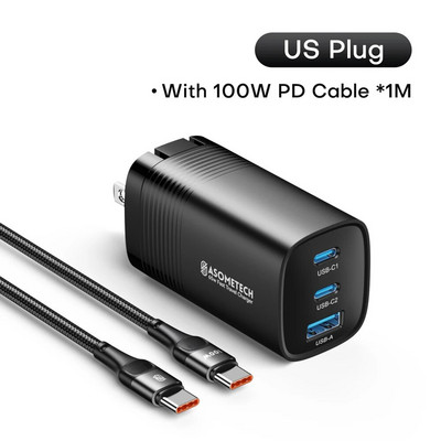 65W GaN USB Type C įkroviklis nešiojamam kompiuteriui PPS 45W 25W greitas įkrovimas, skirtas iPhone14 Pro, skirtas Samsung, skirtas HuaWei QC3.0 PD3.0 telefono įkrovikliams