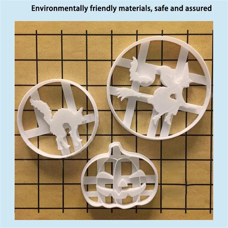 Nauja Helovino sausainių pjaustyklės forma 3D animacinis filmas moliūgas ragana juoda katė sausainis fondantas Reljefinis Antspaudai Tortų dekoravimas Kepimo įrankiai
