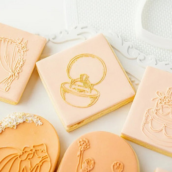 Εργαλεία διακόσμησης τούρτας γάμου Σφραγίδα πρέσας μπισκότων Embosser Μπισκότα Κόφτης Fondant Sugarcraft Cookie Cutters Φόρμα για κέικ