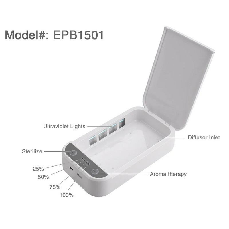 Telefono UV šviesos sterilizatoriaus dėžutė Asmeninės kaukės valymo priemonės su telefono belaidžiu įkrovikliu papuošalų sterilizavimui